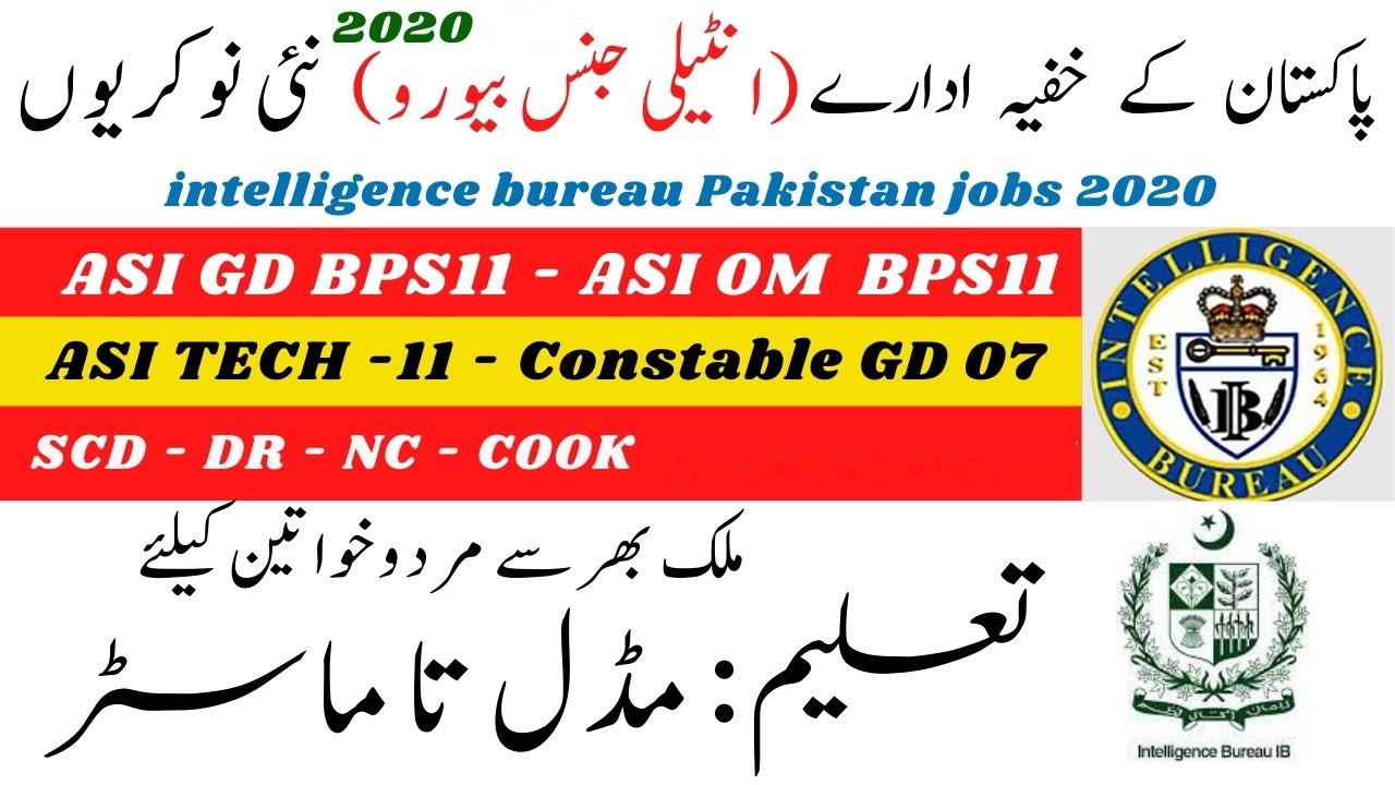 Intelligence Bureau IB Jobs 2020 Advertisement