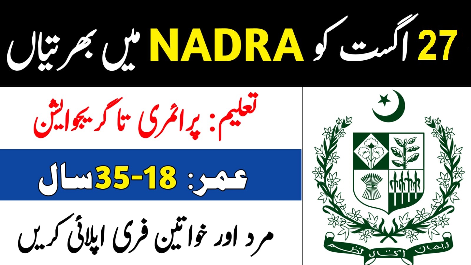 NADRA Jobs 2021 | Latest Jobs In NADRA 2021 | Govt Jobs 2021