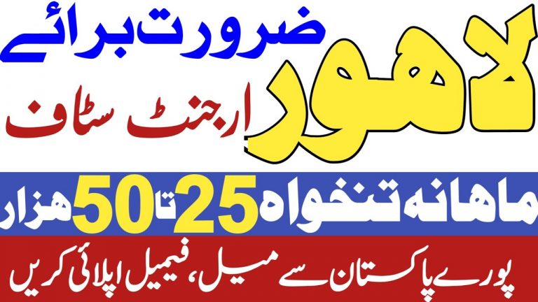 Jobs In Lahore 2021|Latest Jobs In Punjab Lahore 2021