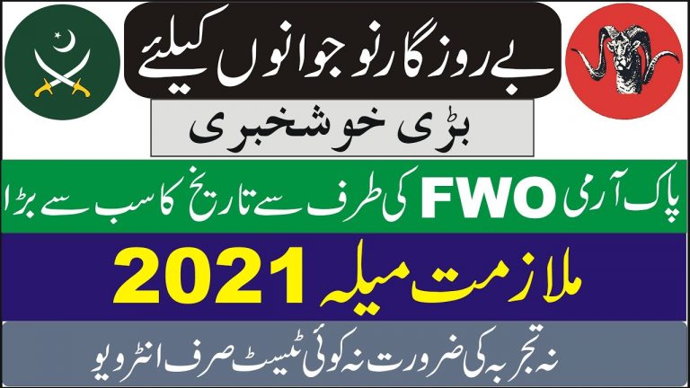 Pak Army FWO Pioneer Sipahi Jobs 2021 – Frontier Works Organization Jobs