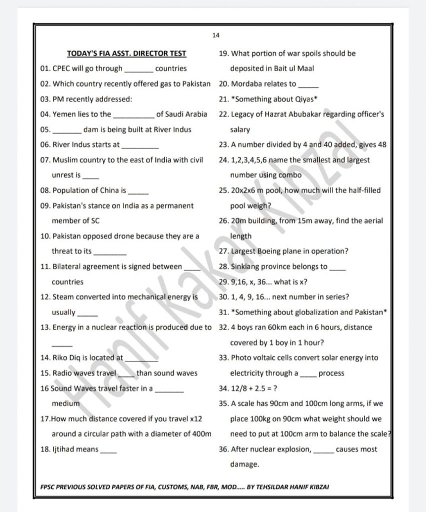 FPSC Previous Solved Papers